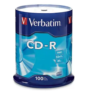 Verbatim Americas Verbatim CD-R 700MB 52X with Branded SURFACE-100PK Spindle