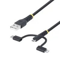 StarTech.com 3.3 ft (1M) Rugged USB Multi Charging Cable, USB to Lightning/Micro-USB/Type-C, image 3