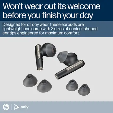 HP New Poly Voyager Free 60+ UC Carbon Black Earbuds +BT700 USB-C Adapter +TOUCHSCR, image 5