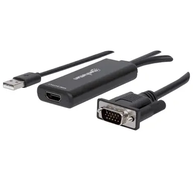 Manhattan - Strategic Manhattan VGA and USB to HDMI Converter Converts Analog VGA Video and USB Audio