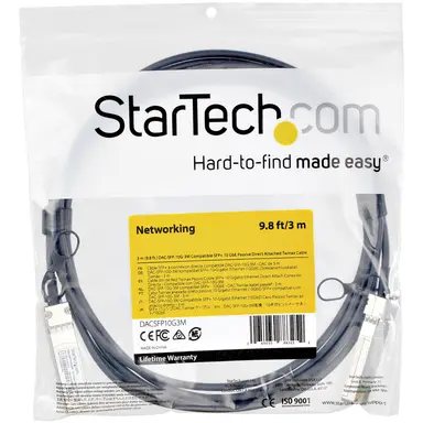 StarTech.com 100% Dell Emc DAC-SFP-10G-3M Compatible 3M Direct Attached Cable - 10 Gbps Passi, image 8