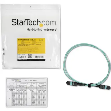 STARTECH.COM 1M (3.3FT) MTP(F)/PC to MTP(F)/PC OM3 Fiber CABLE; 40 GBPS; 50/125UM CORE; Bandw, image 8