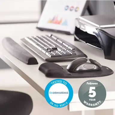 Fellowes Memory Foam Mouse Pad/Wrist Rest - Black.item H X W X D (INCHES):1.00 X 7.94 X 9, image 8