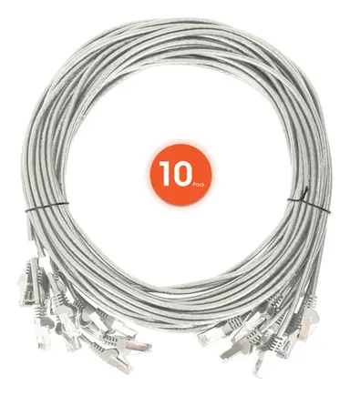 Intellinet Cat6 U/UTP Slim Network Patch Cable, 0.5 FT., Gray, 10-Pack, image 4