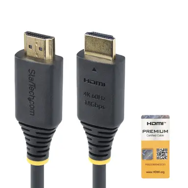 StarTech.com 1.6 ft (50CM) Premium Certified High Speed HDMI Cable, 4K 60HZ/1440P 144HZ, HDR10