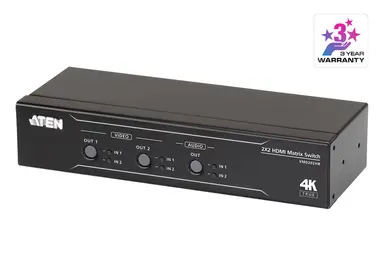 Aten 2X2 True 4K HDMI Matrix Switch with Audio DE-Embedder