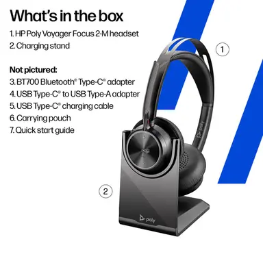 HP New Poly Voyager Focus 2-M USB-C-C Headset USB-C/a Adapter Charging Stand Custom, image 5