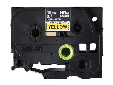 Brother International Corporat 0.7 in X 26.2 FT (18MM X 8M), Black Ink on Yellow Label, 5 Pack