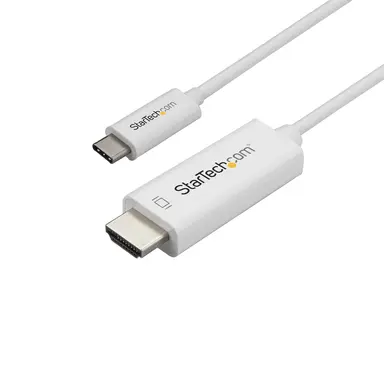 StarTech.com White 3.3FT/1M USB Type C DP Alt Mode HBR2 to HDMI 2.0 Cable 4K 60HZ/1080P / 7.1