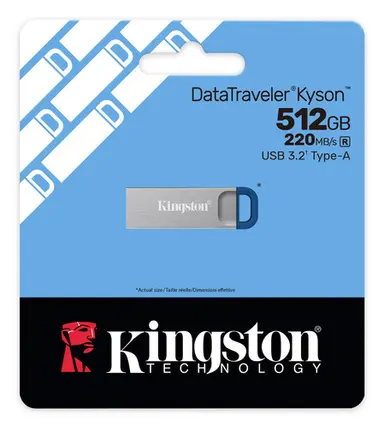 Kingston 512GB Datatraveler Kyson 220MB/S Metal USB 3.2 Gen 1 - Dimensions: 39MM X 12.6MM, image 6